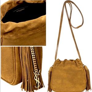 Saint Laurent Emmanuelle Suede Ochre Bucket Bag